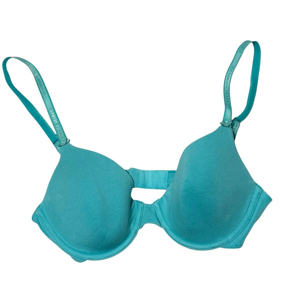 Victoria's Secret Lined Full Coverage Bra 34C Blue Foam Padded Underwire Push Up